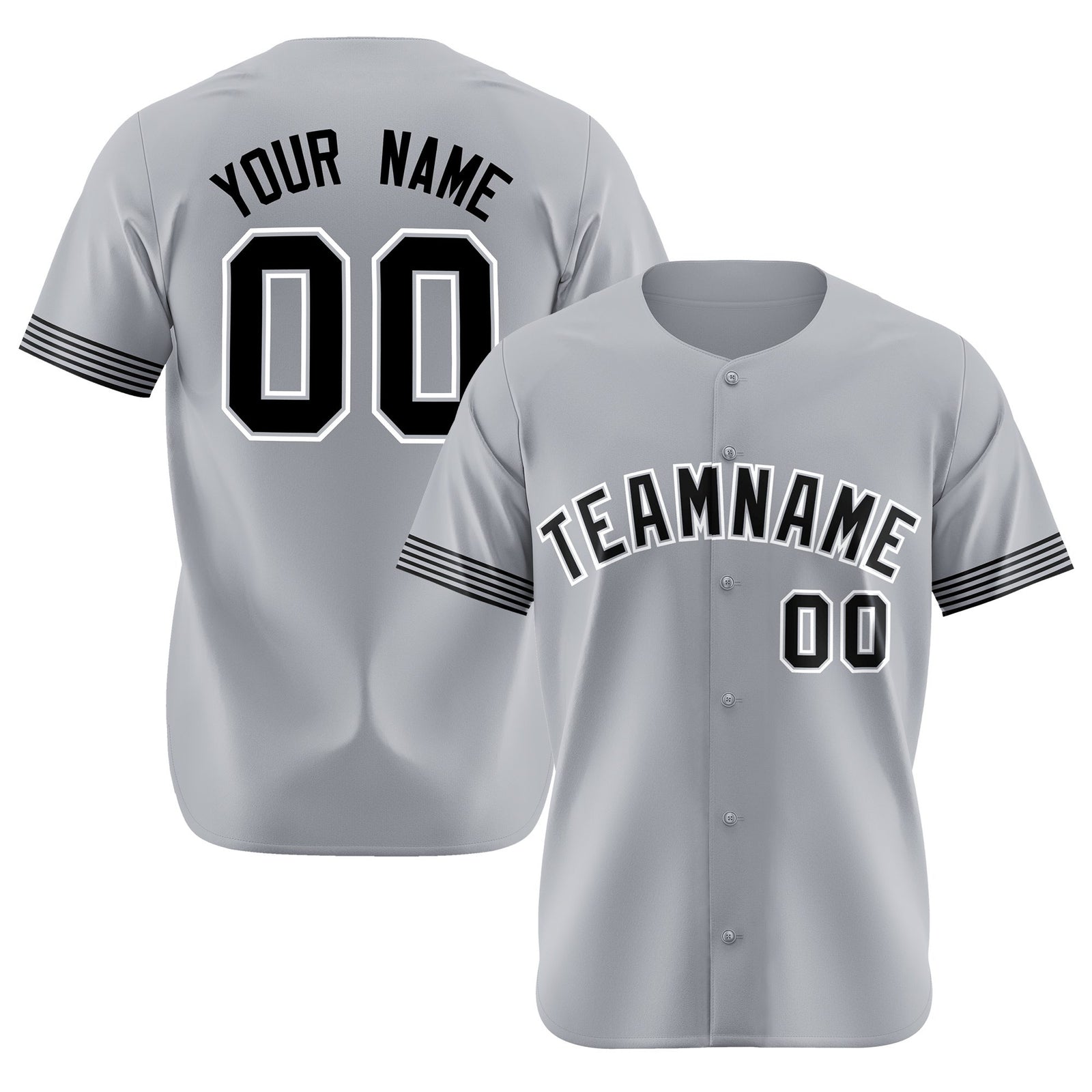 Custom Gray Black-White Classic Style Authentic Baseball Jersey