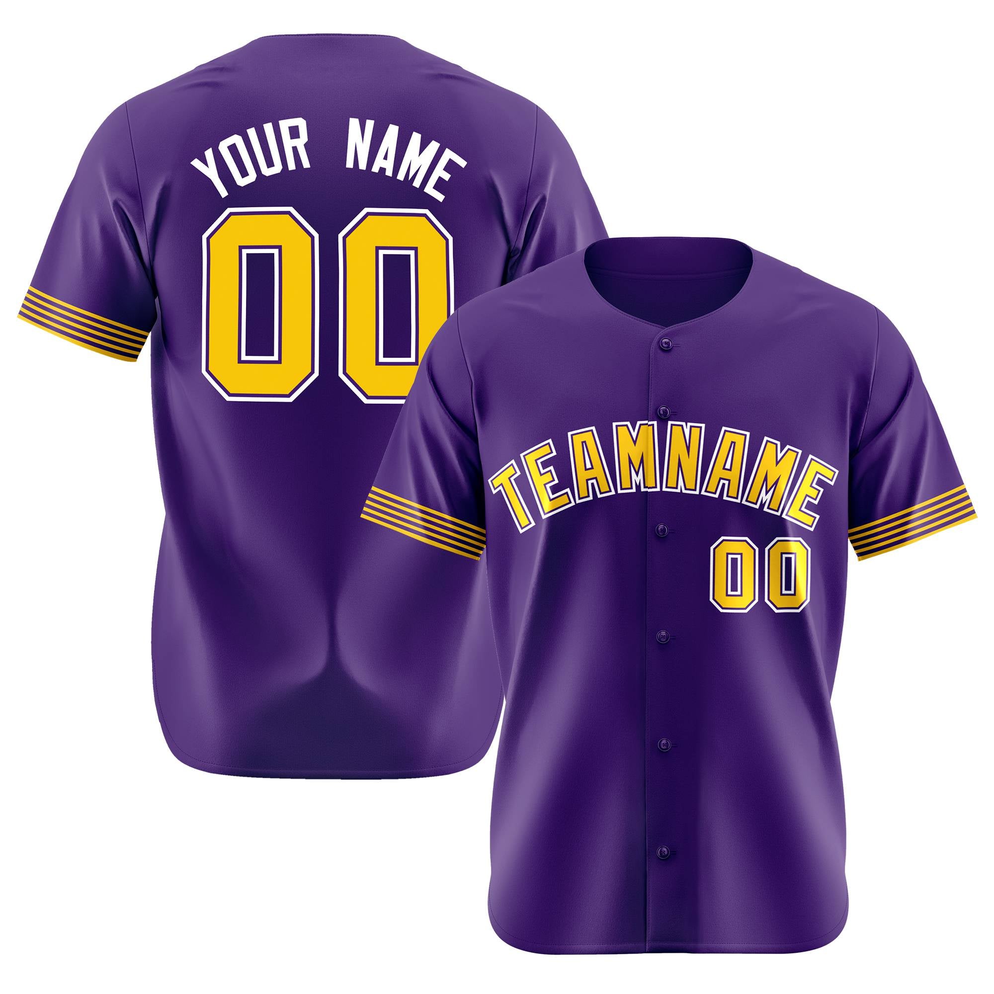 Custom Purple Gold-White Classic Style Authentic Baseball Jersey