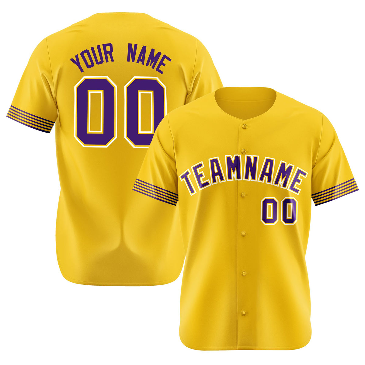 Custom Gold Purple-White Classic Style Authentic Baseball Jersey