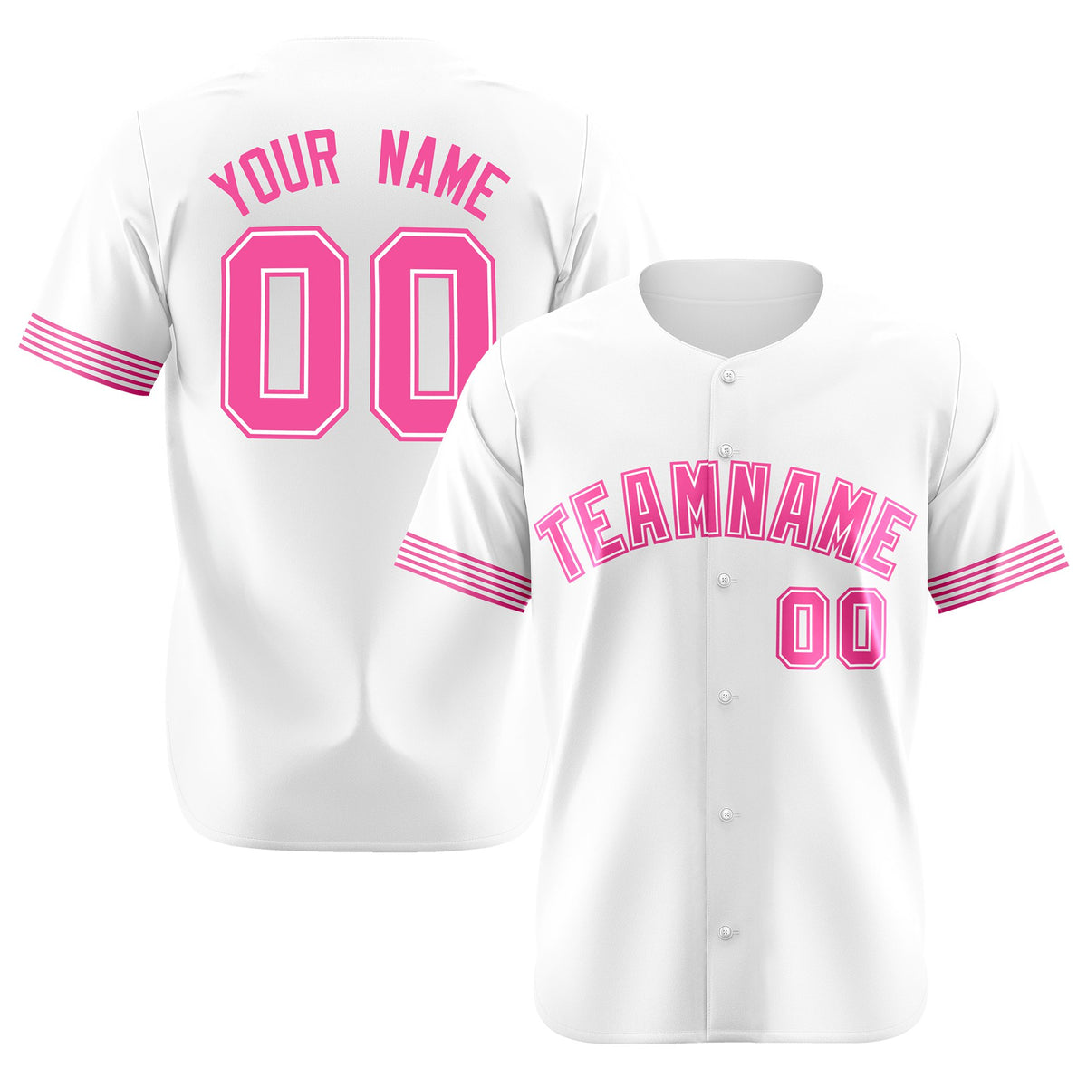 Custom White Pink Classic Style Authentic Baseball Jersey