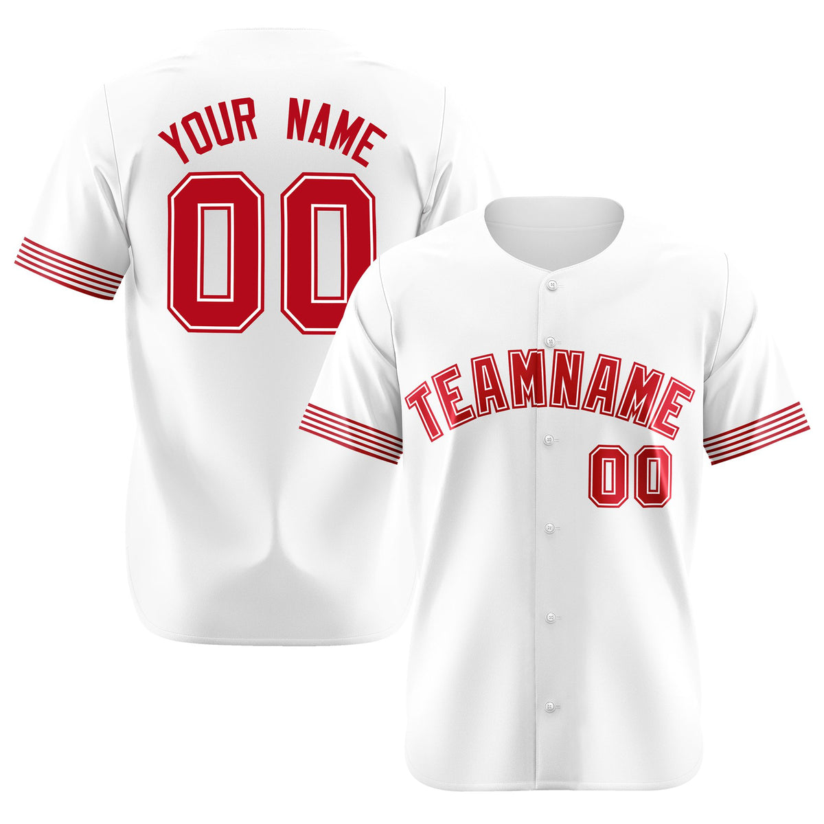 Custom White Red Classic Style Authentic Baseball Jersey