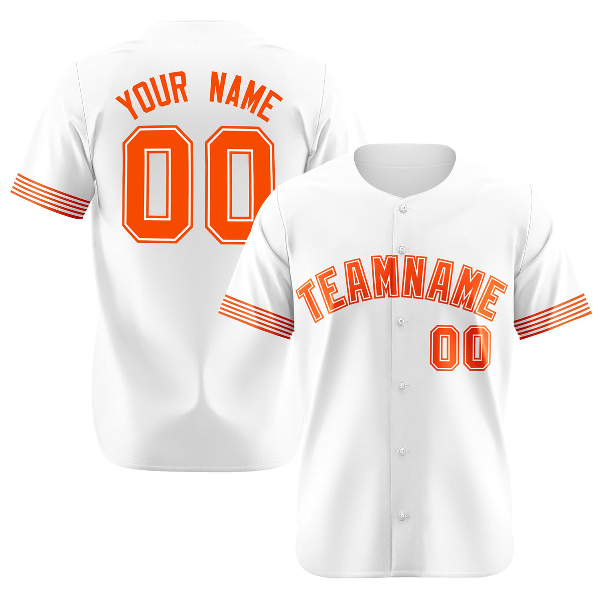 Custom White Orange Classic Style Authentic Baseball Jersey