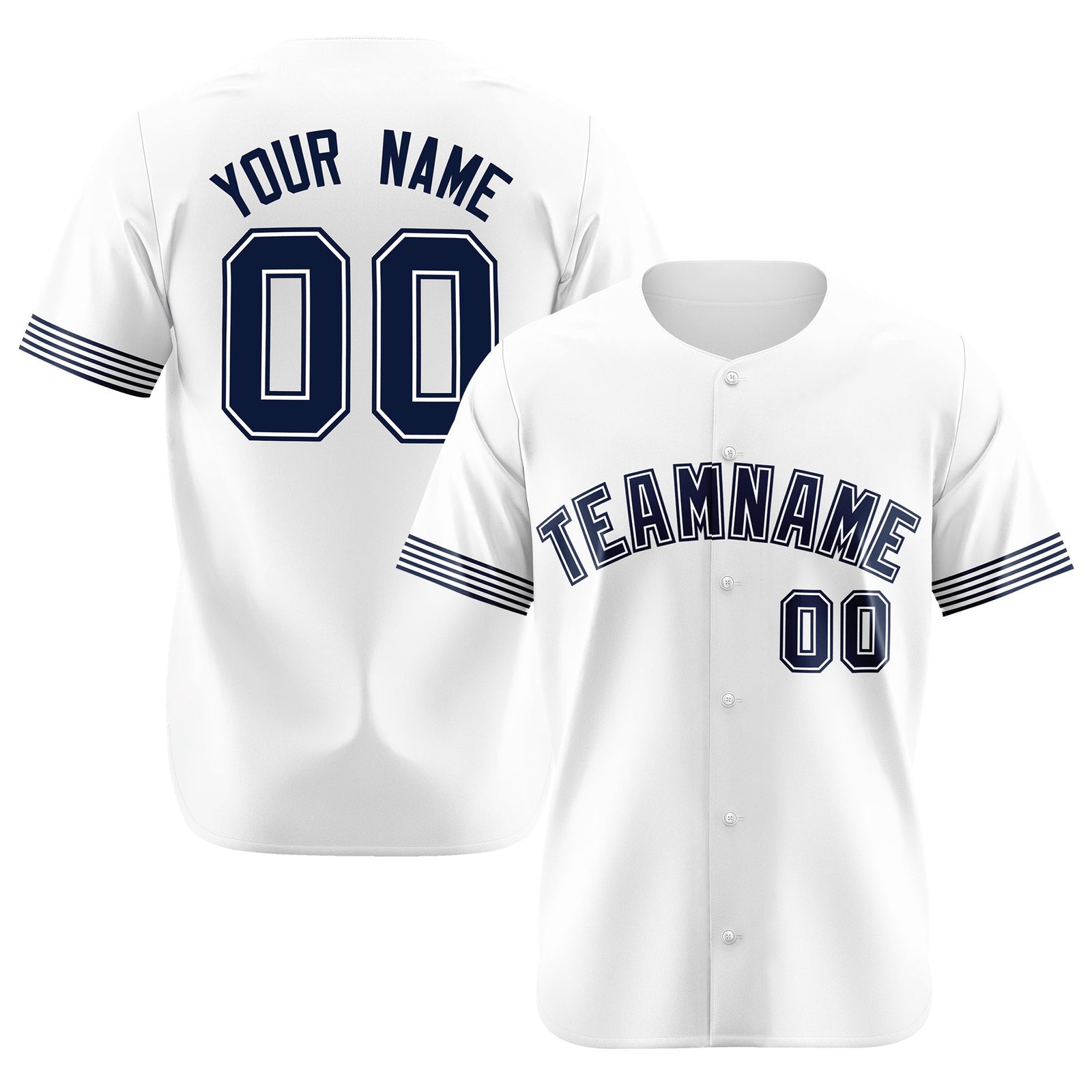 Custom White Navy Classic Style Authentic Baseball Jersey
