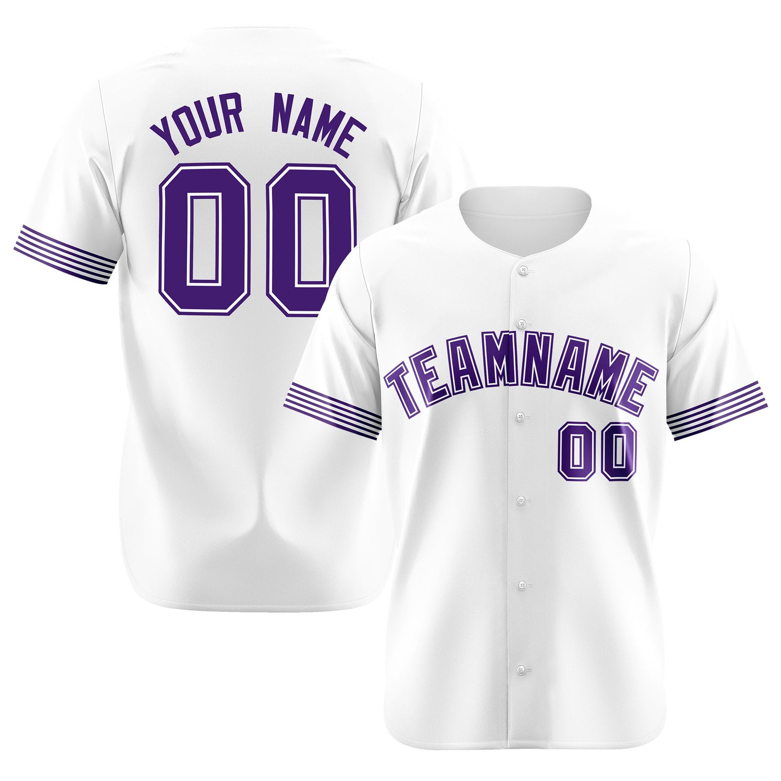 Custom White Purple Classic Style Authentic Baseball Jersey