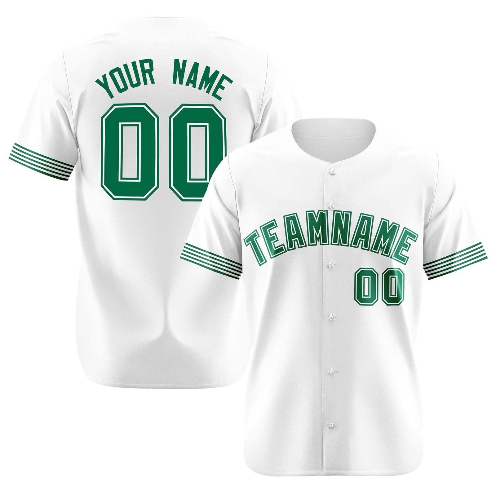 Custom White Kelly Green Classic Style Authentic Baseball Jersey