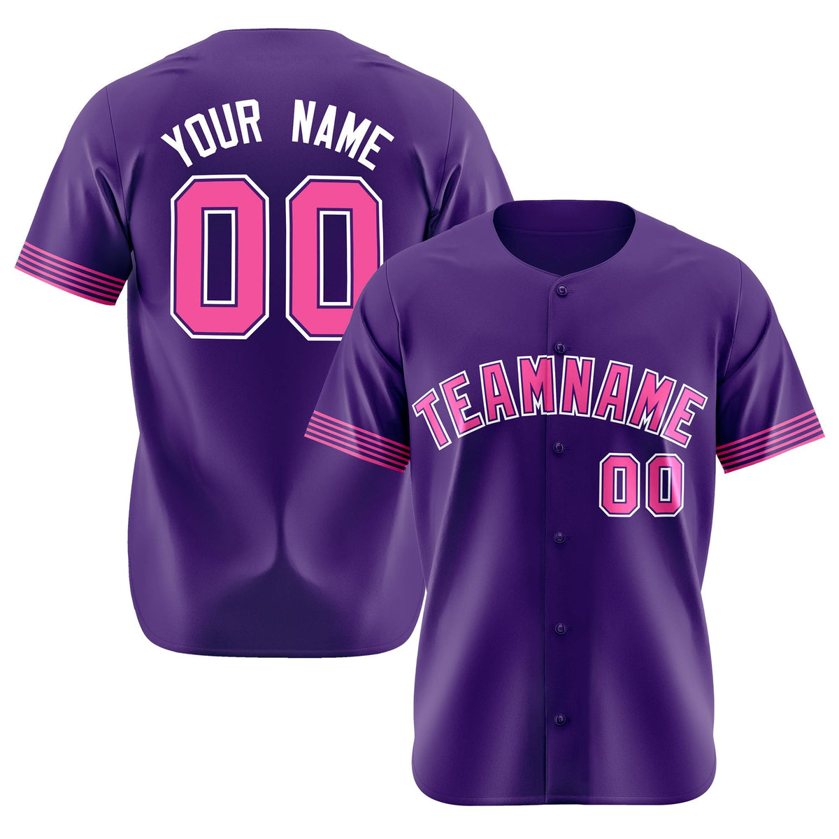 Custom Purple Pink-White Classic Style Authentic Baseball Jersey