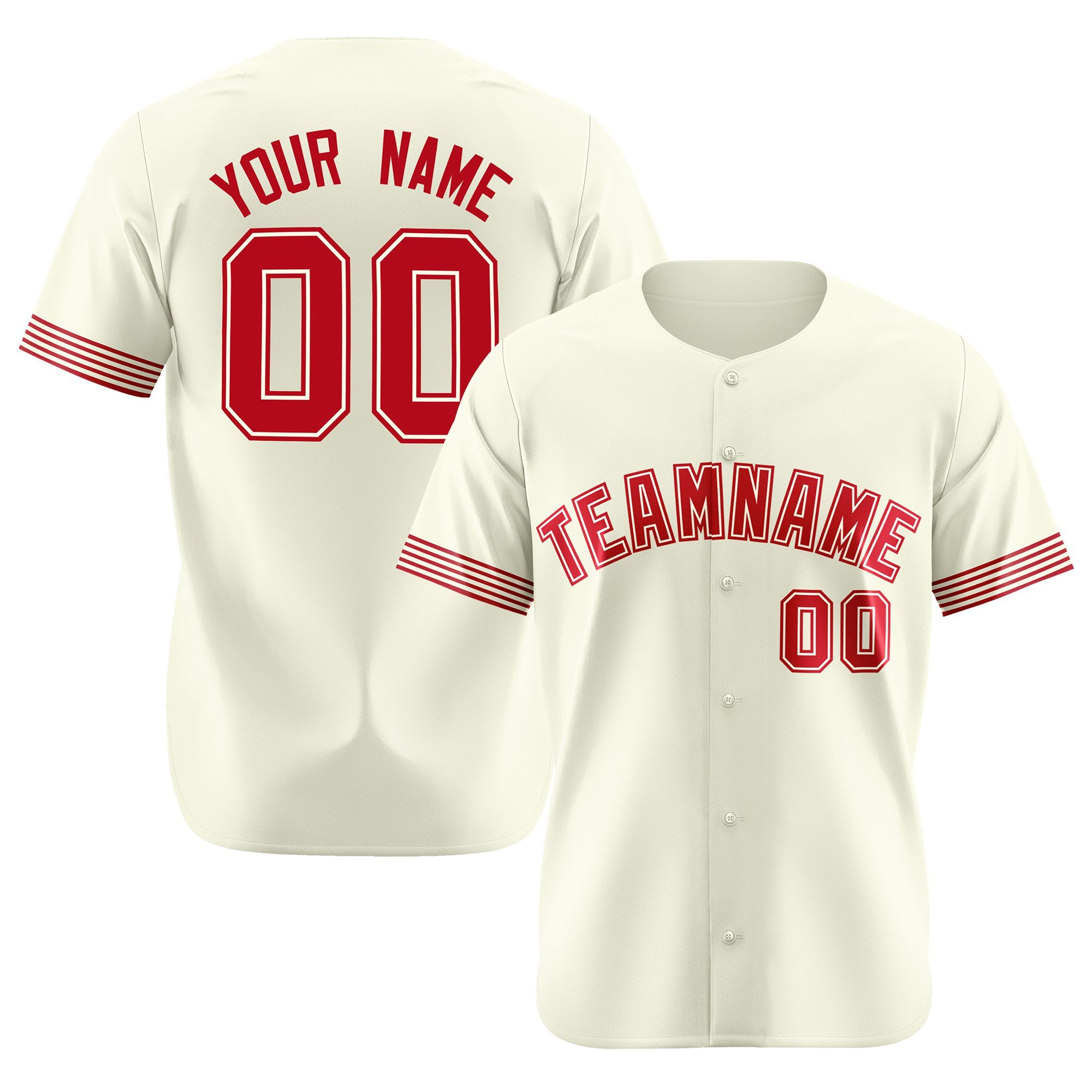 Custom Cream Red-White Classic Style Authentic Baseball Jersey