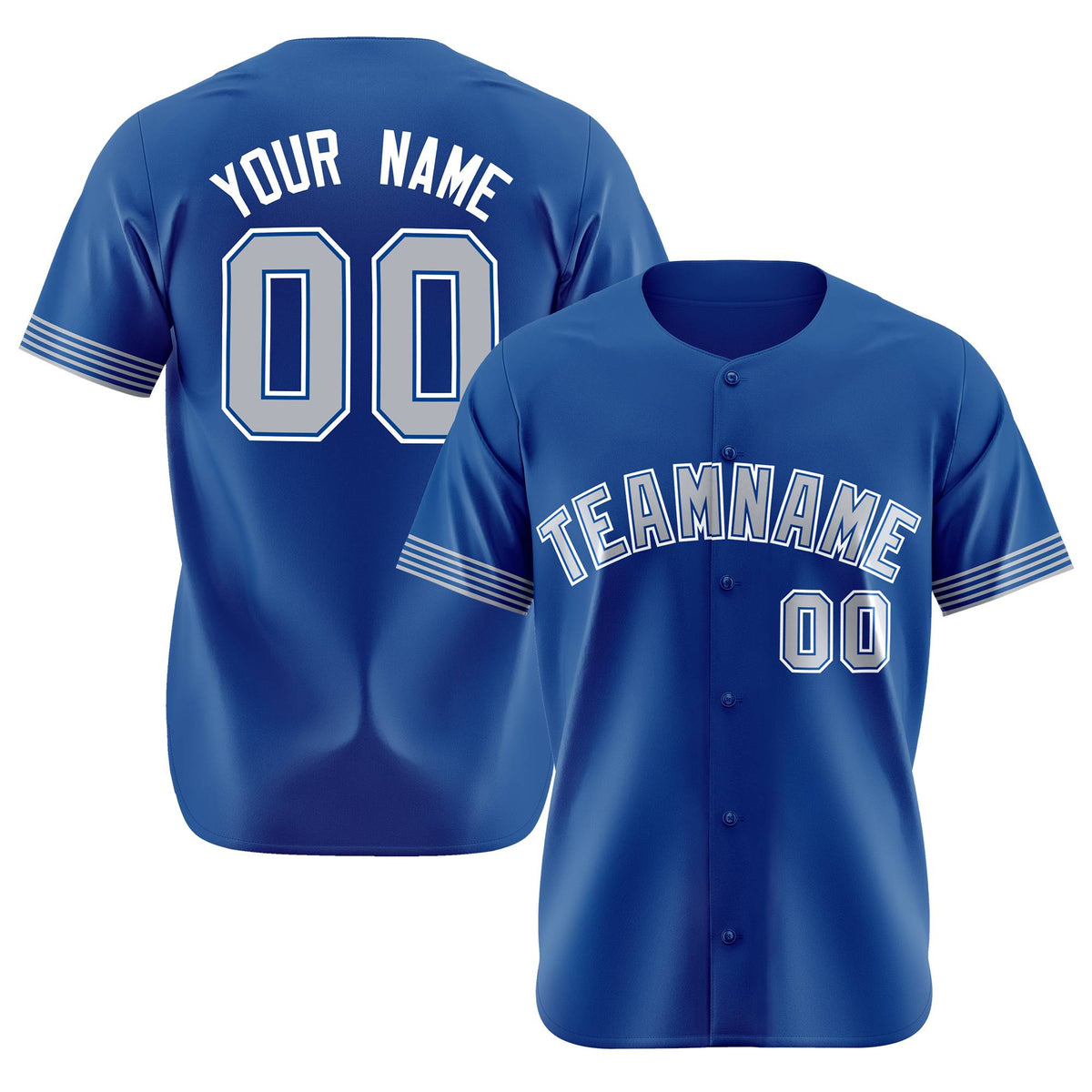 Custom Royal Blue Gray-White Classic Style Authentic Baseball Jersey