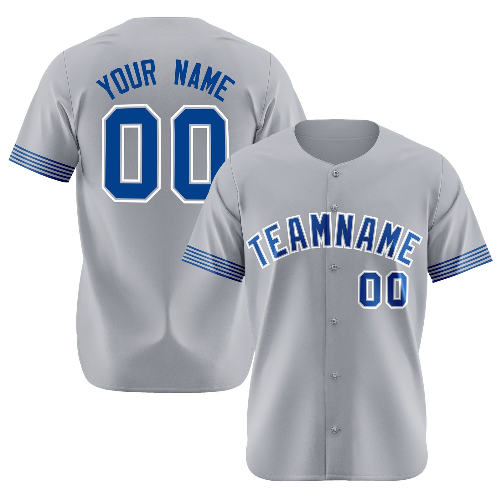 Custom Gray Royal Blue-White Classic Style Authentic Baseball Jersey