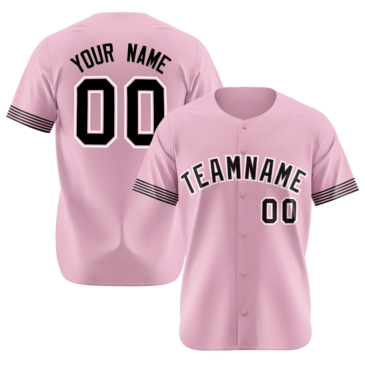 Custom Light Pink Black-White Classic Style Authentic Baseball Jersey