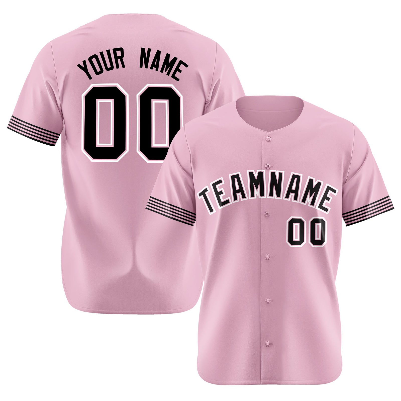 Custom Light Pink Black-White Classic Style Authentic Baseball Jersey