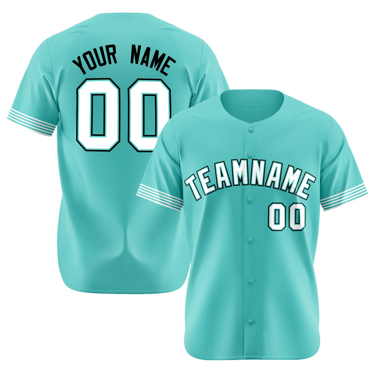 Custom Aqua White-Black Classic Style Authentic Baseball Jersey