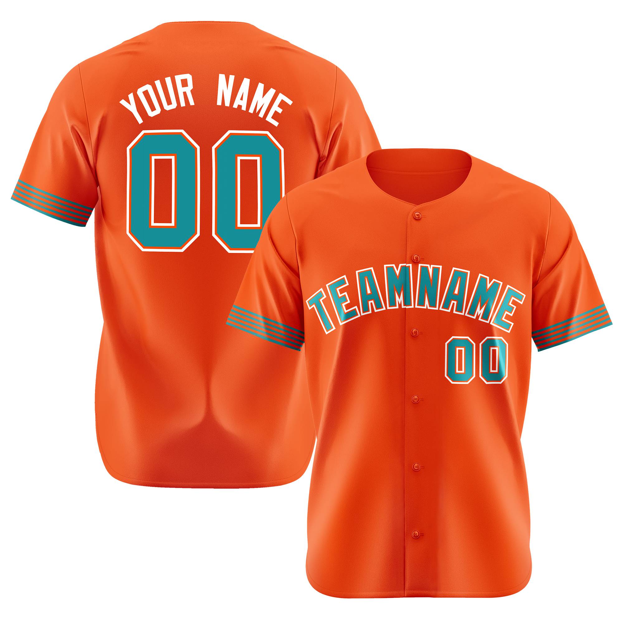 Custom Orange Aqua-White Classic Style Authentic Baseball Jersey