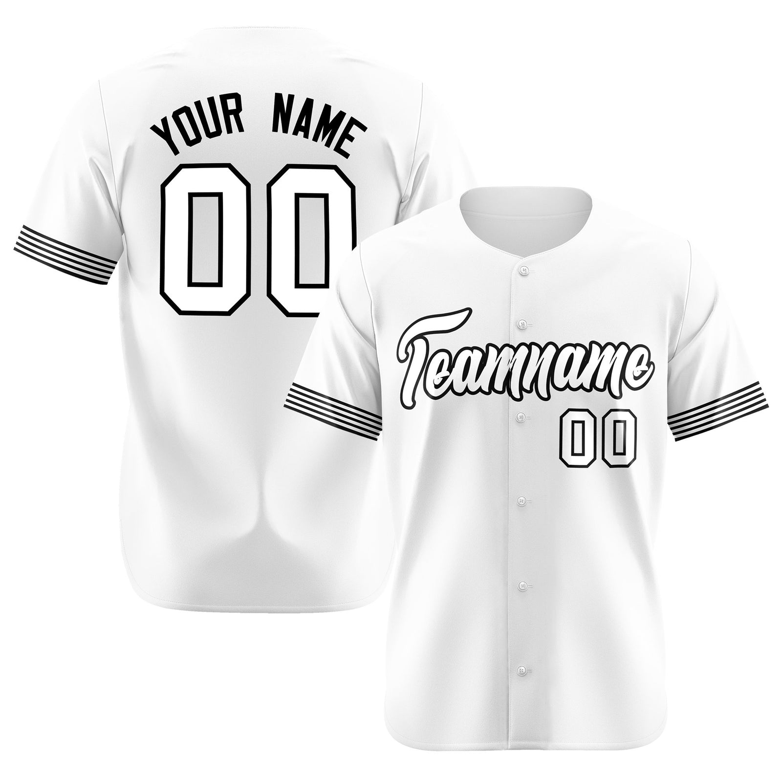 Custom White Black-White Classic Style Authentic Baseball Jersey