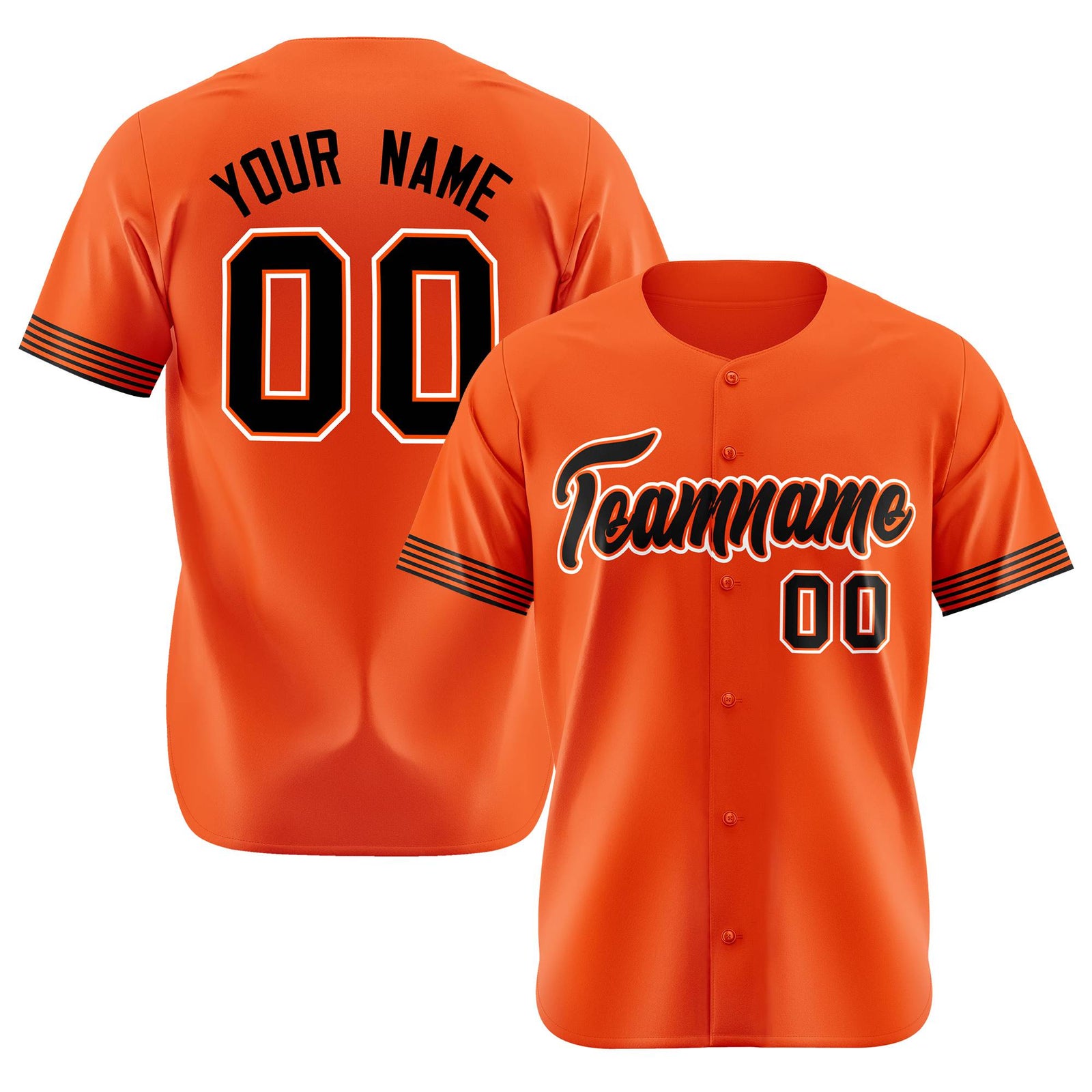 Custom Orange Black-White Classic Style Authentic Baseball Jersey