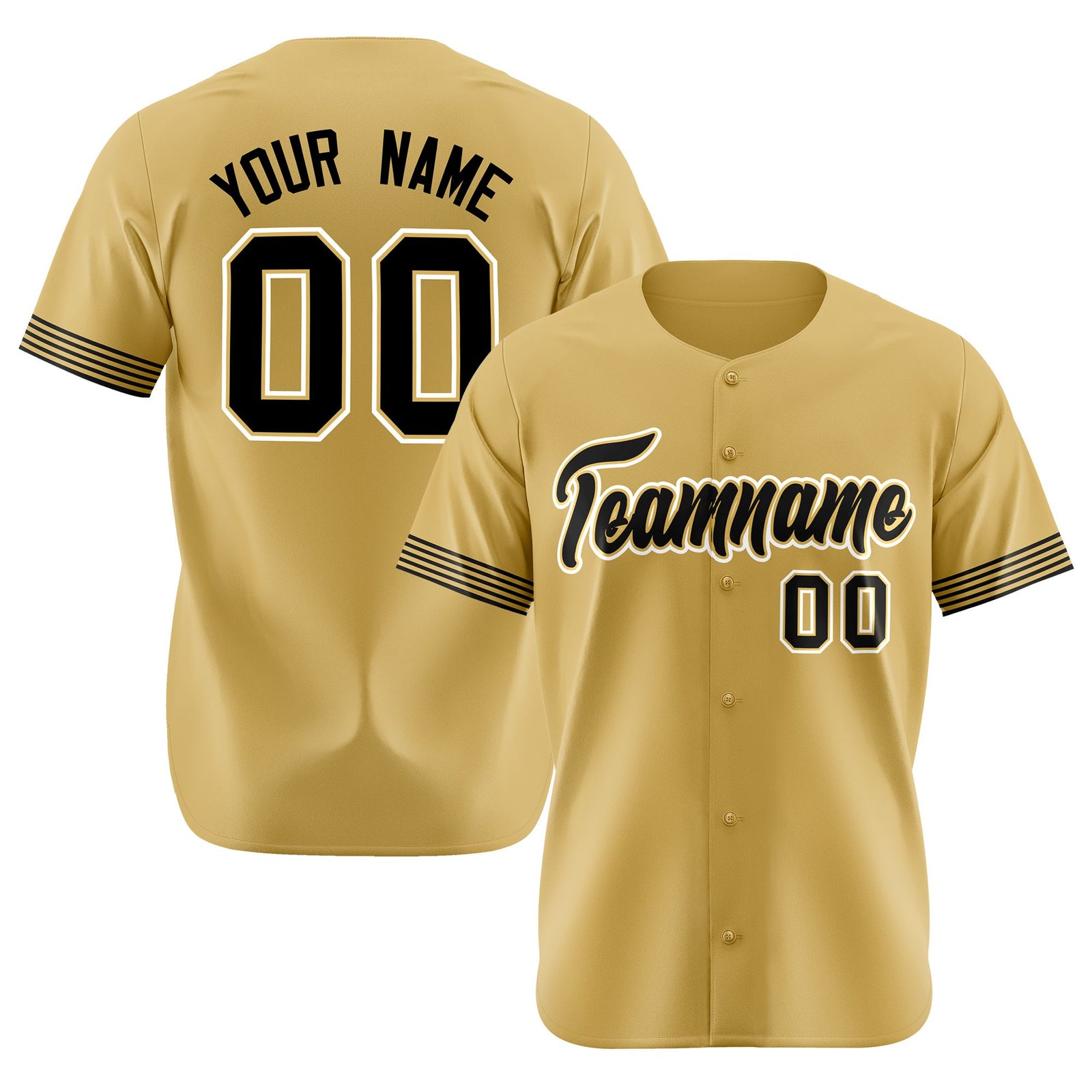 Custom Old Gold Black-White Classic Style Authentic Baseball Jersey