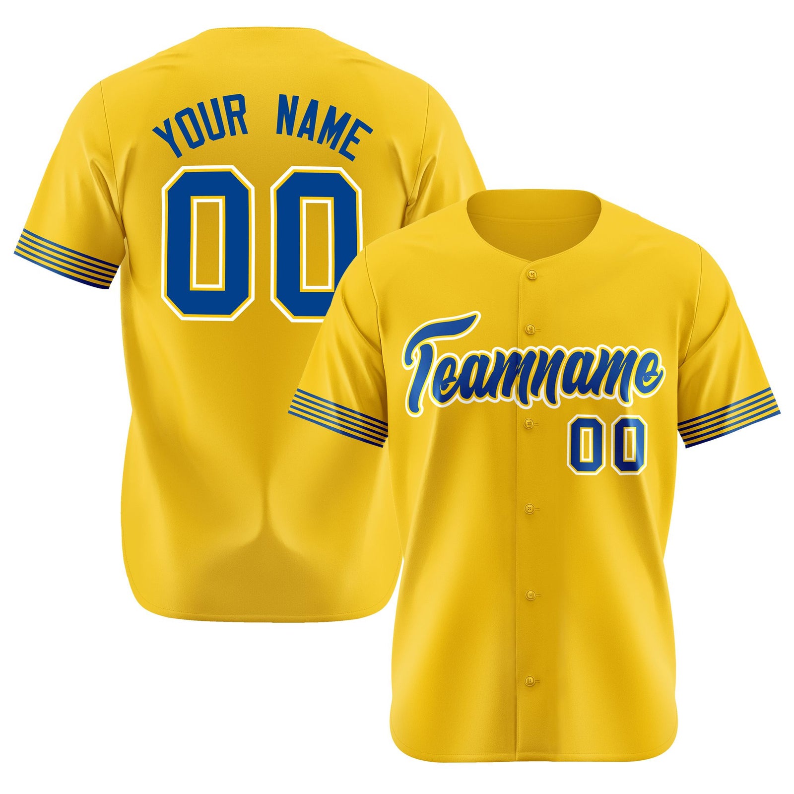 Custom Gold Royal Blue-White Classic Style Authentic Baseball Jersey