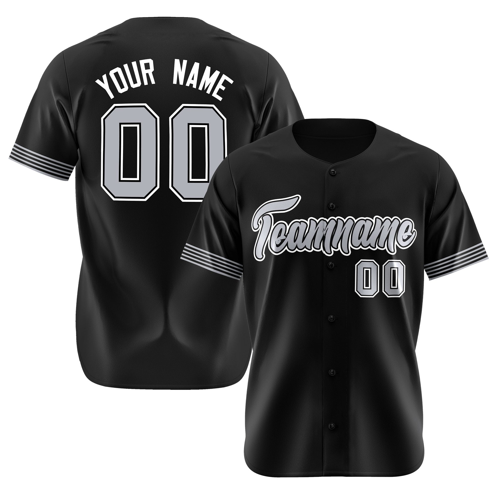 Custom Black Gray-White Classic Style Authentic Baseball Jersey