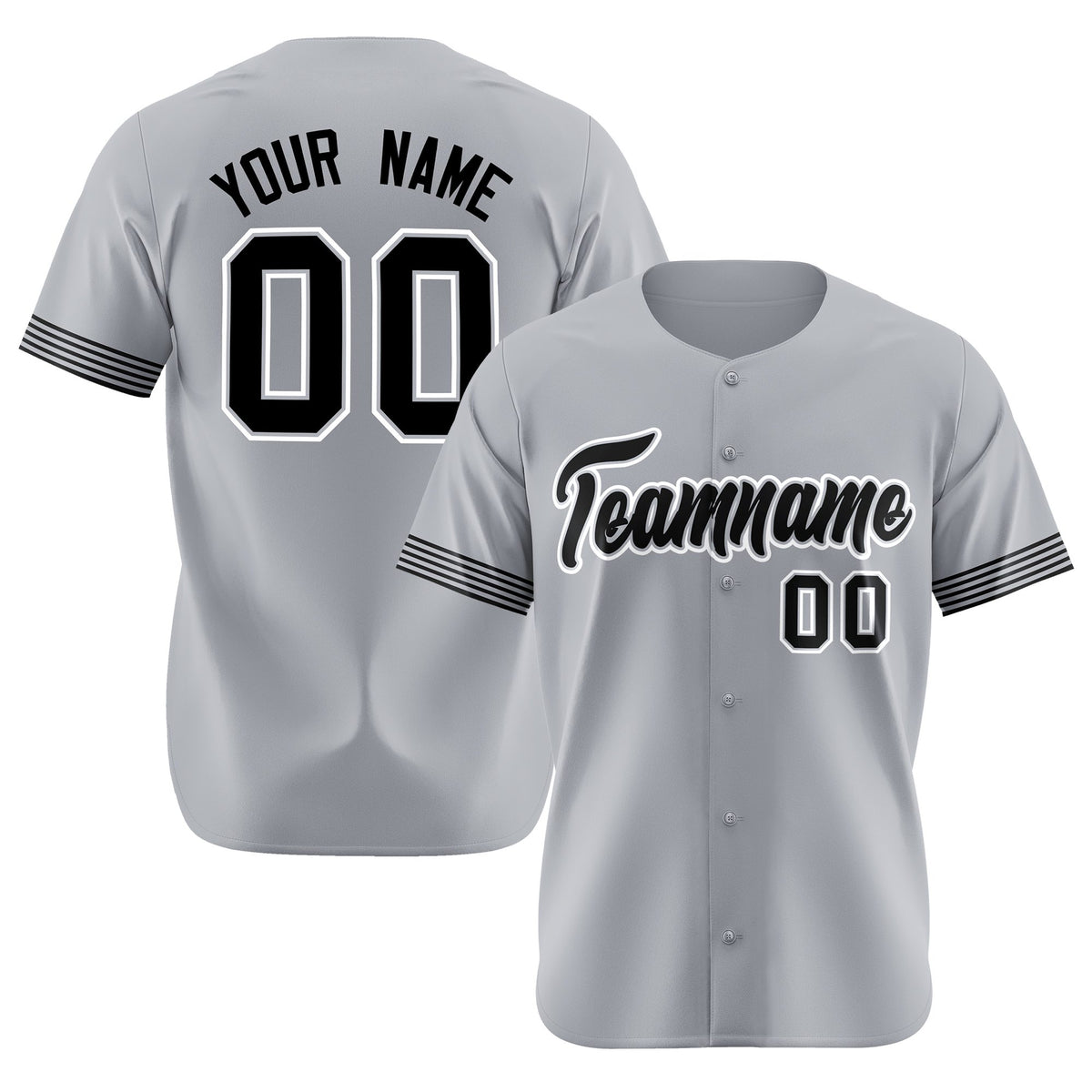 Custom Gray Black-White Classic Style Authentic Baseball Jersey