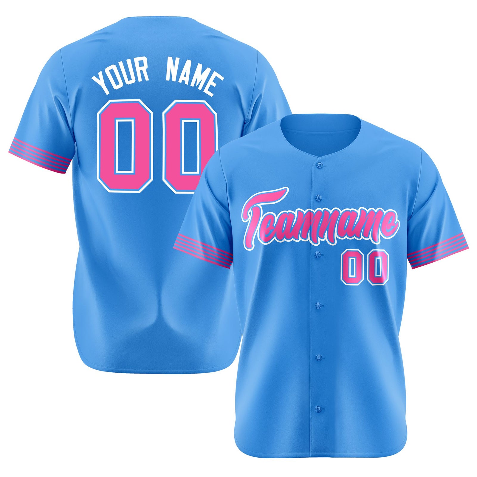 Custom Powder Blue Pink-White Classic Style Authentic Baseball Jersey