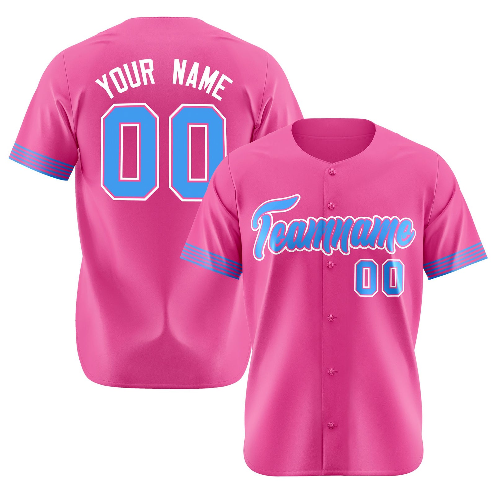 Custom Pink Powder Blue-White Classic Style Authentic Baseball Jersey