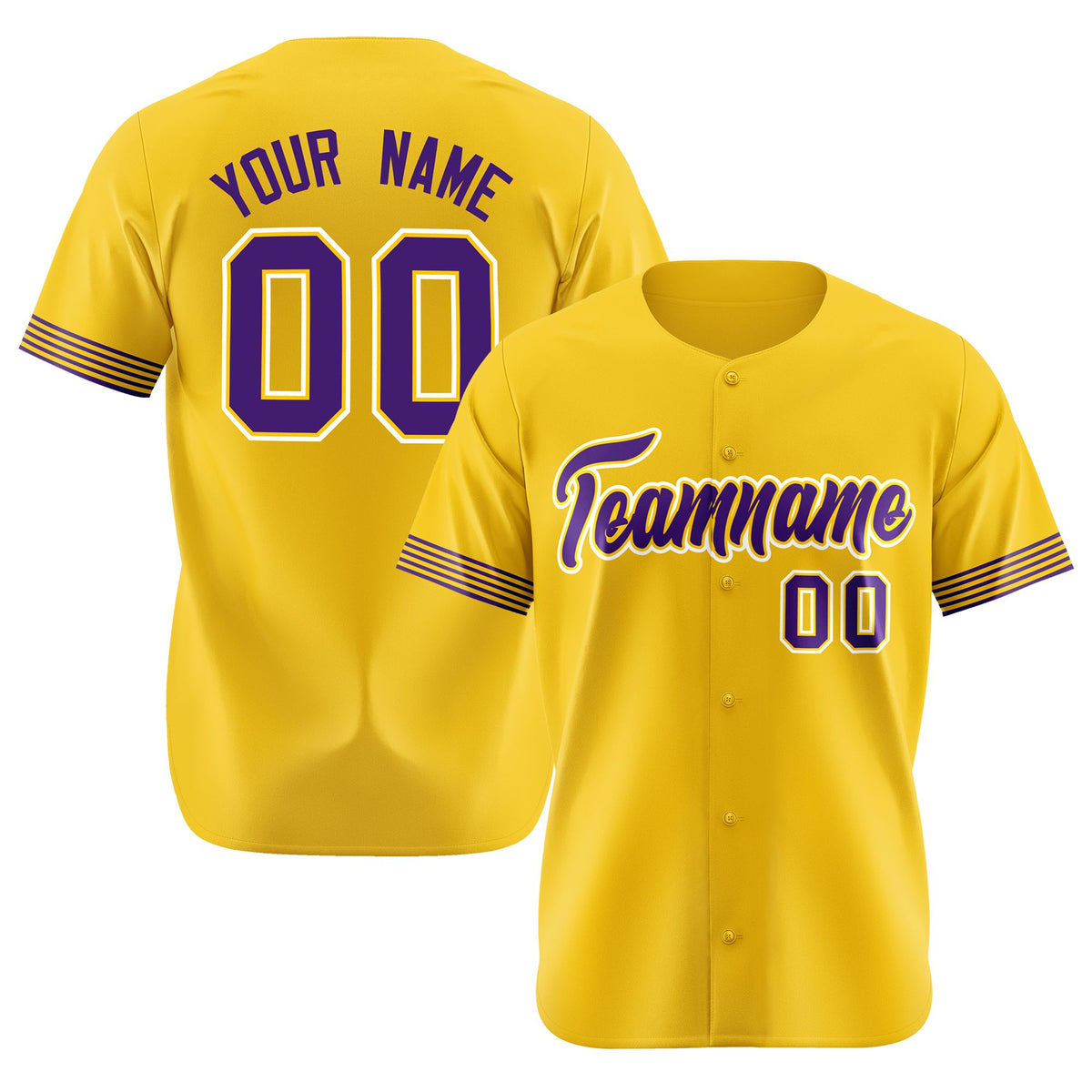 Custom Gold Purple-White Classic Style Authentic Baseball Jersey