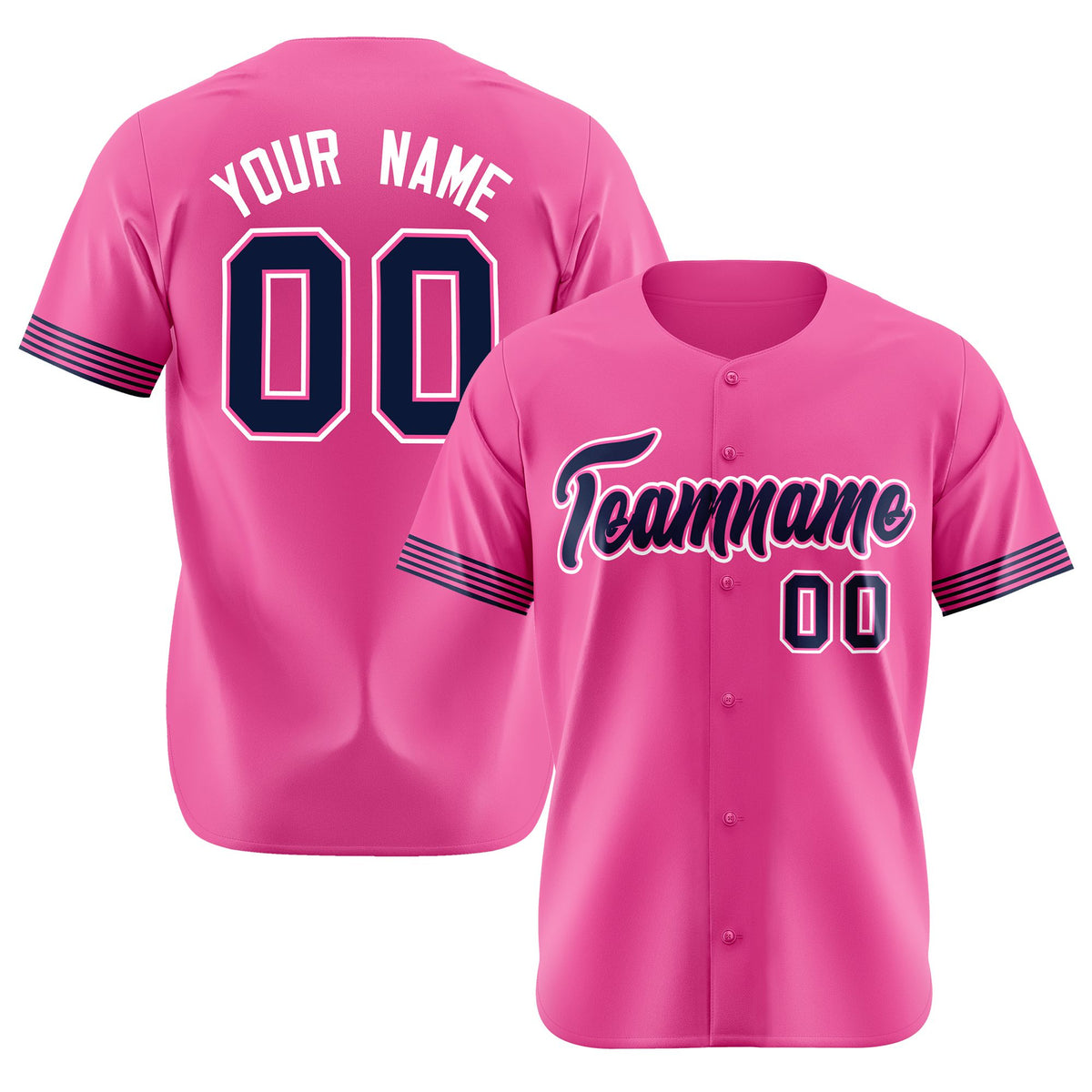 Custom Pink Navy-White Classic Style Authentic Baseball Jersey