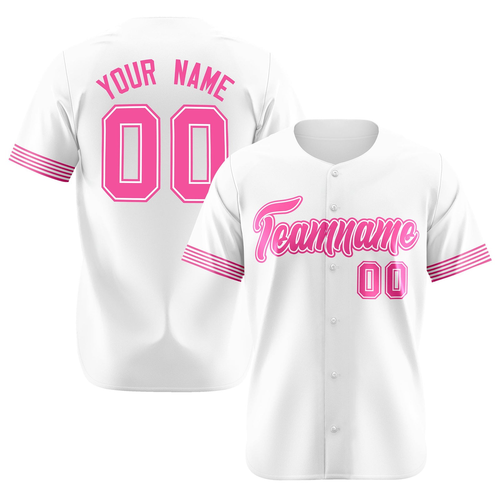 Custom White Pink Classic Style Authentic Baseball Jersey