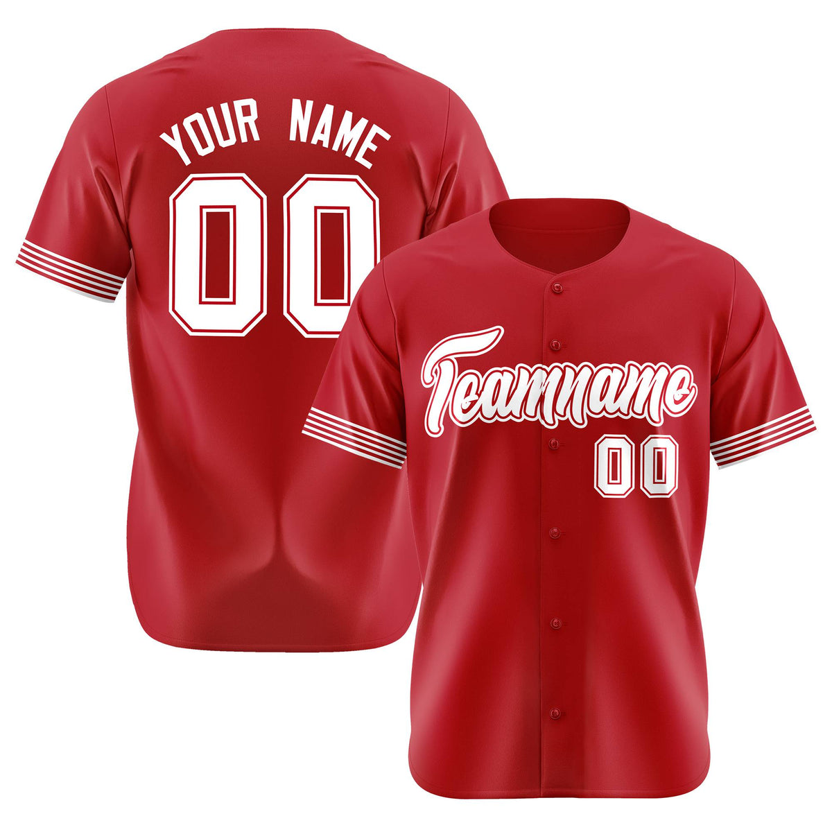 Custom Red White Classic Style Authentic Baseball Jersey