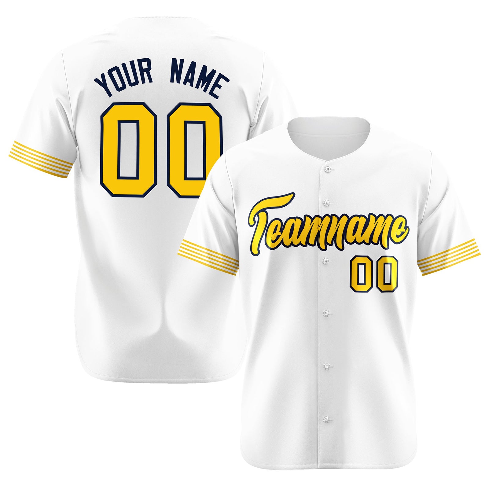 Custom White Gold-Black Classic Style Authentic Baseball Jersey