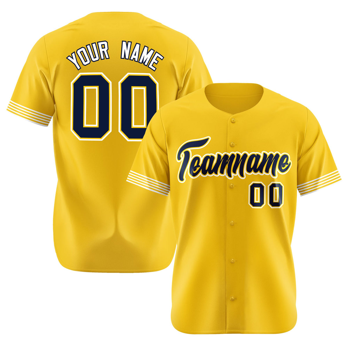 Custom Gold Navy-Black Classic Style Authentic Baseball Jersey