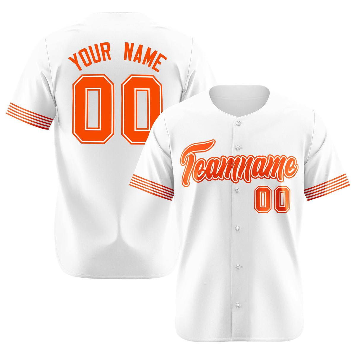 Custom White Orange Classic Style Authentic Baseball Jersey