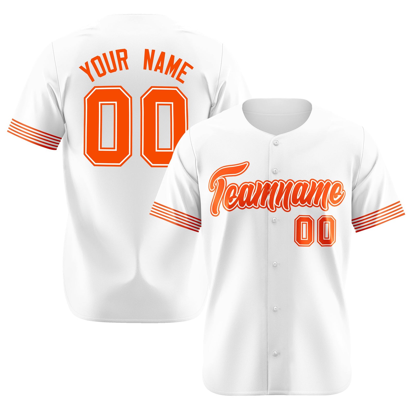 Custom White Orange Classic Style Authentic Baseball Jersey