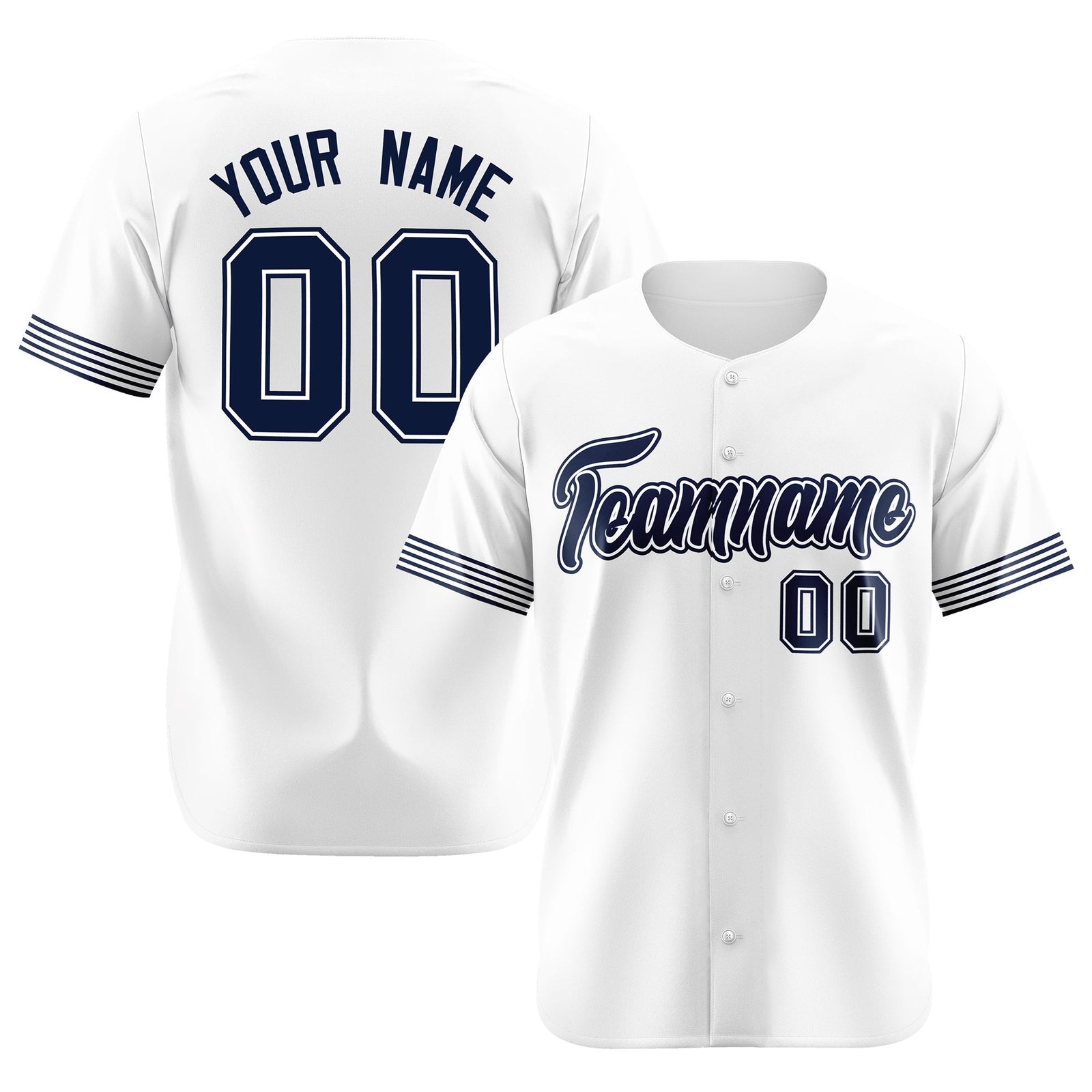 Custom White Navy Classic Style Authentic Baseball Jersey