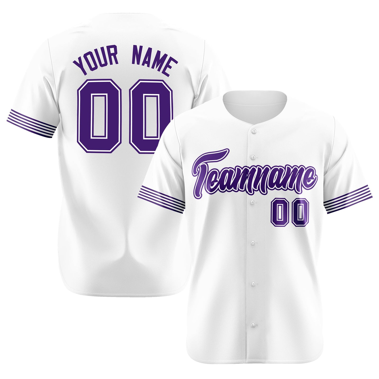 Custom White Purple Classic Style Authentic Baseball Jersey