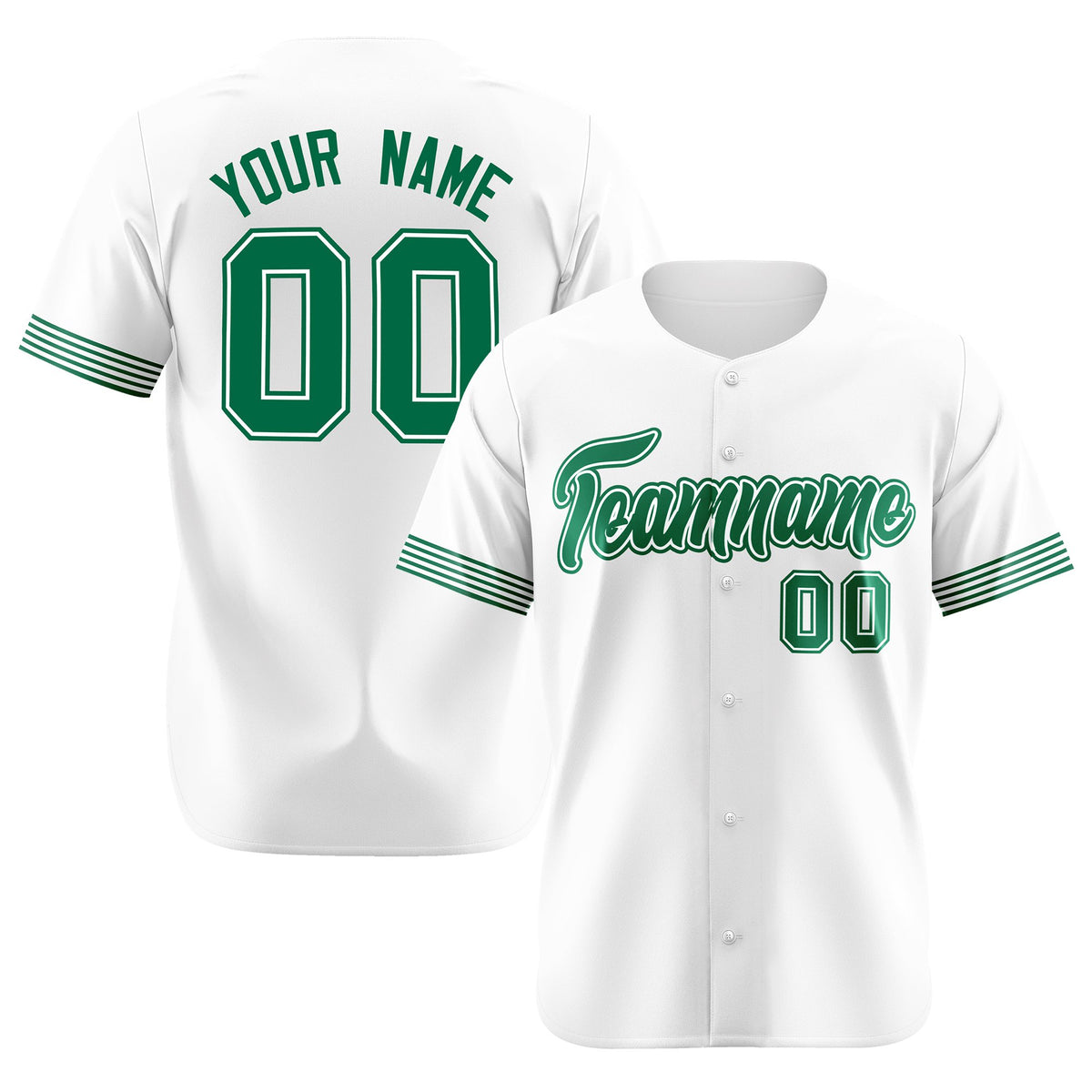 Custom White Kelly Green Classic Style Authentic Baseball Jersey