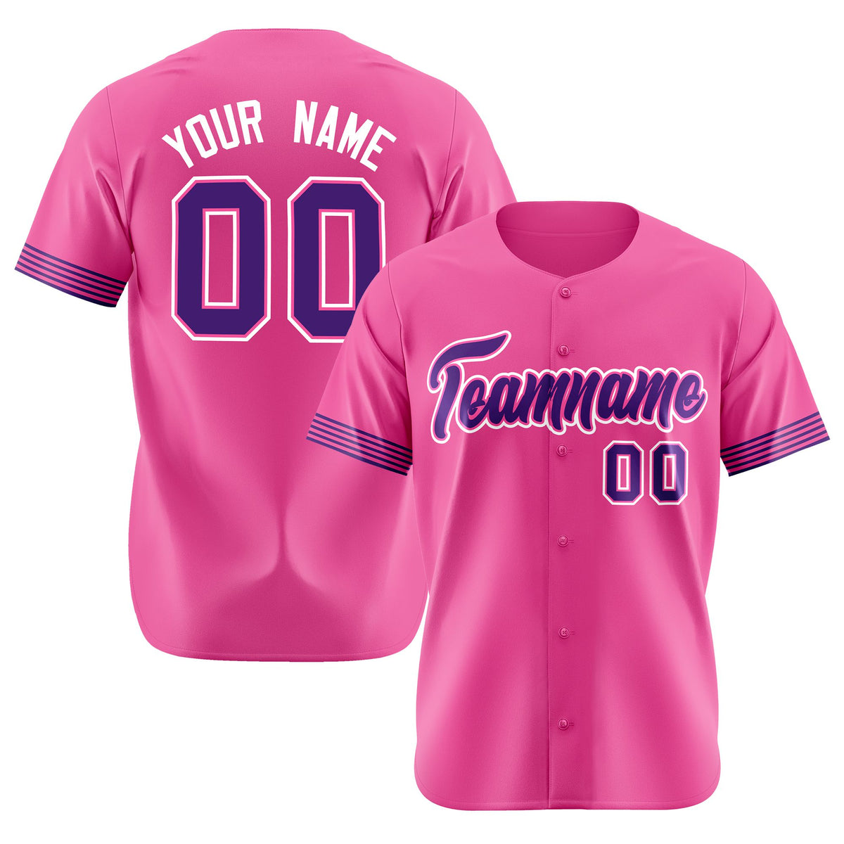 Custom Pink Purple-White Classic Style Authentic Baseball Jersey