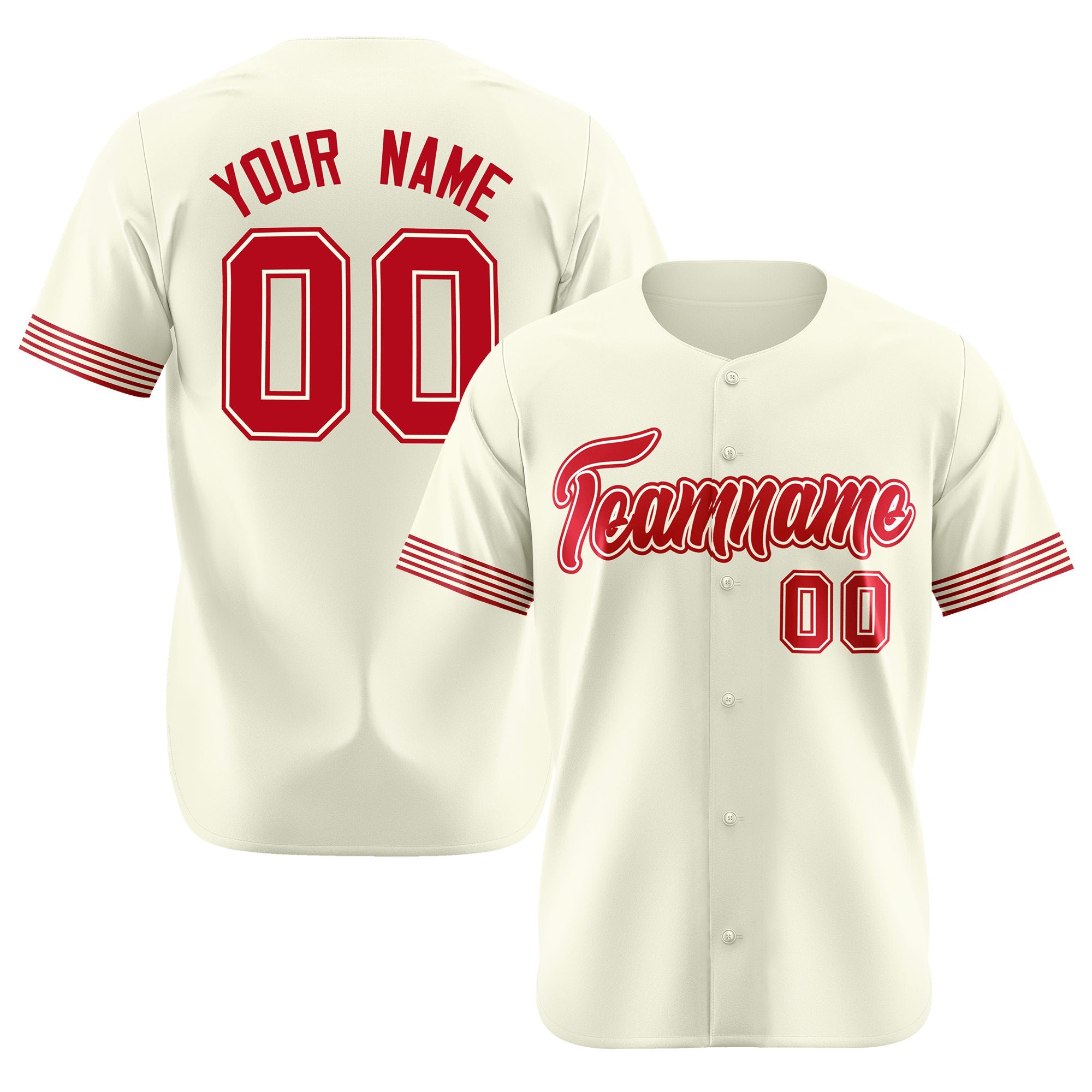 Custom Cream Red-White Classic Style Authentic Baseball Jersey