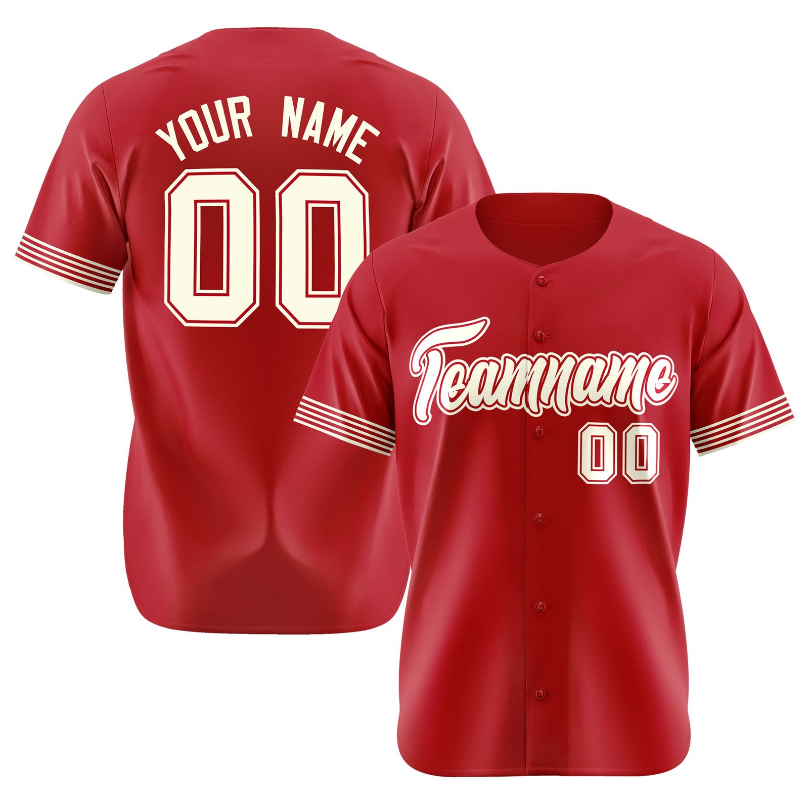 Custom Red Cream-White Classic Style Authentic Baseball Jersey