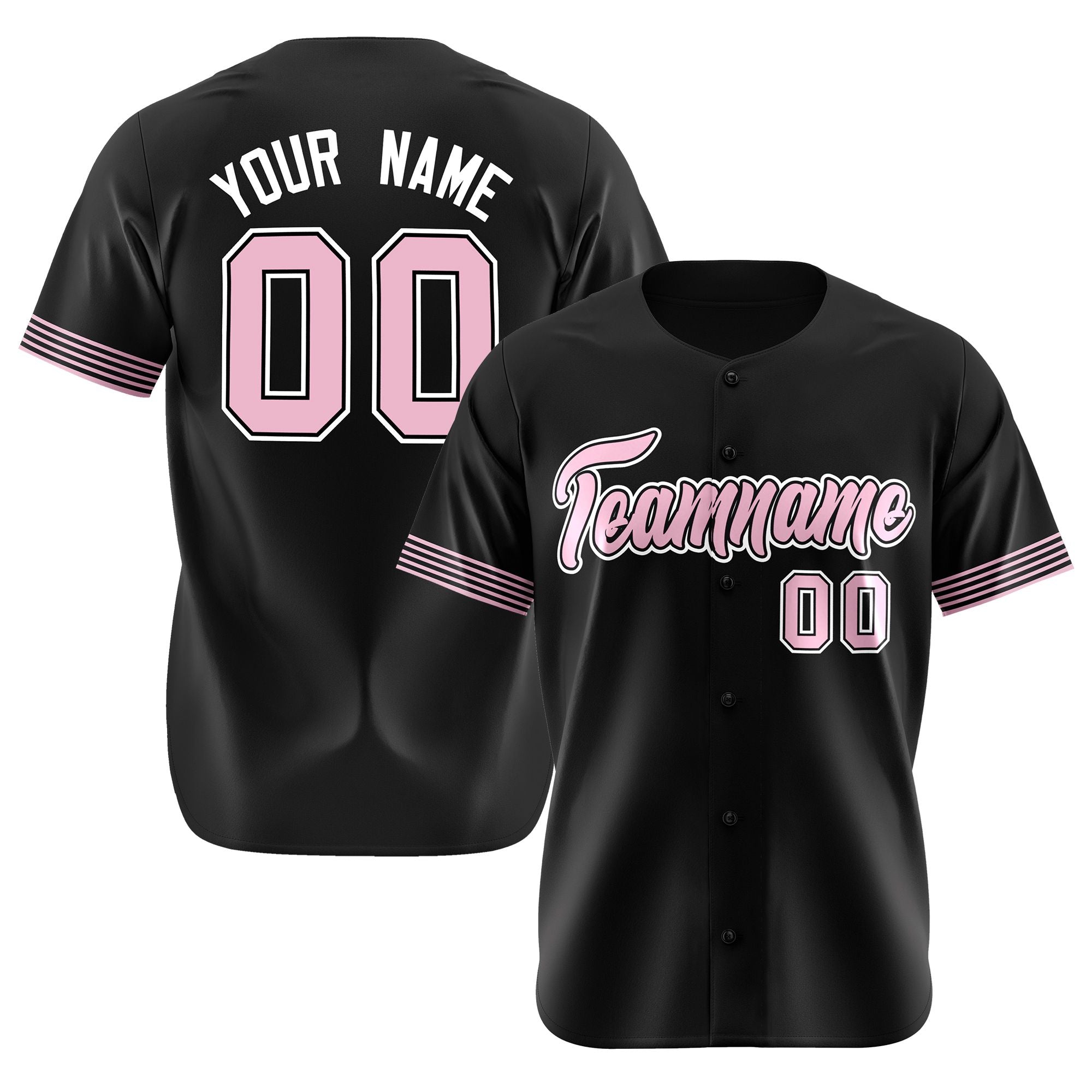 Custom Black Light Pink-White Classic Style Authentic Baseball Jersey