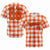 Custom Orange White Personalized Plaid Design Authentic Baseball Jersey