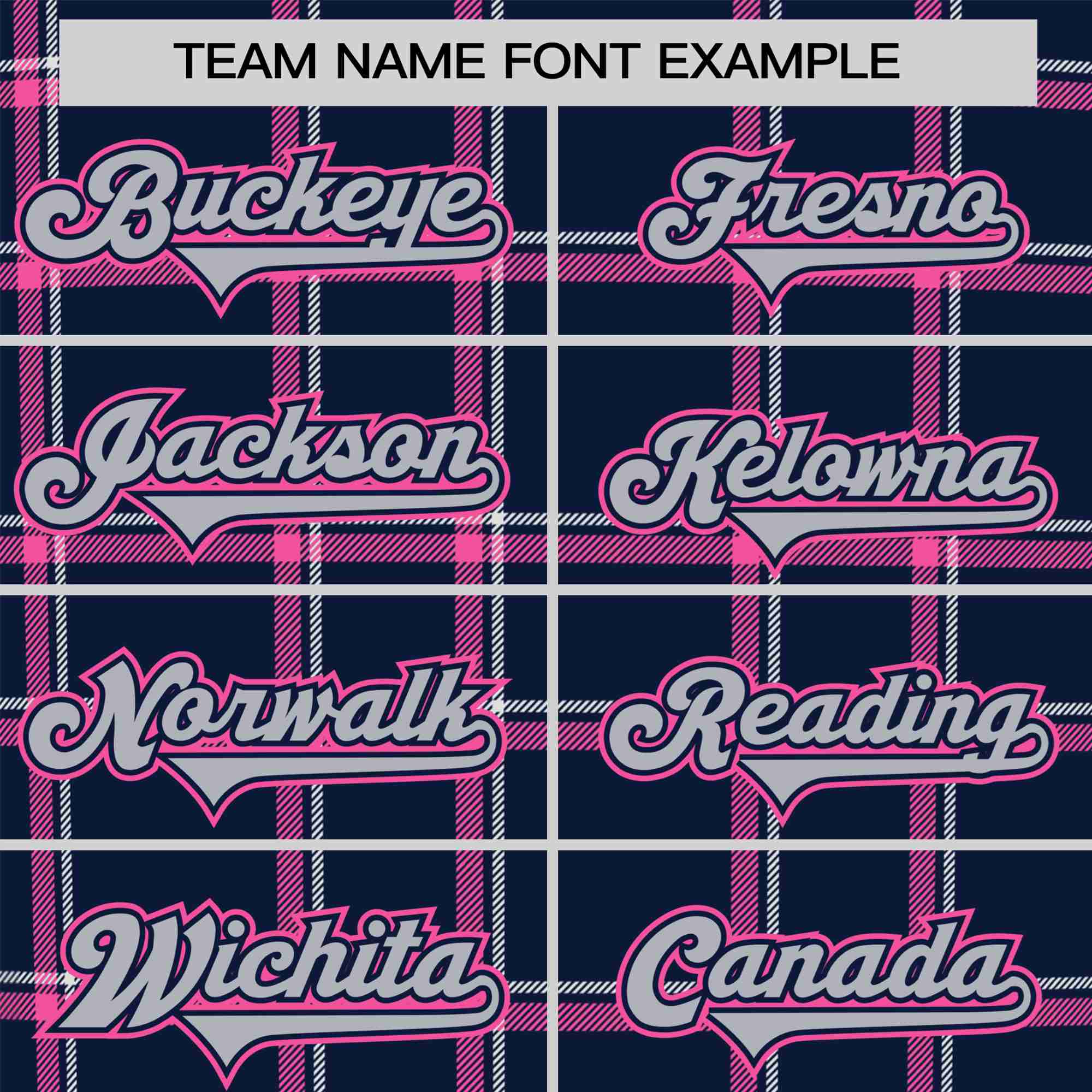 Custom Navy Pink Personalized Plaid Design Authentic Baseball Jersey