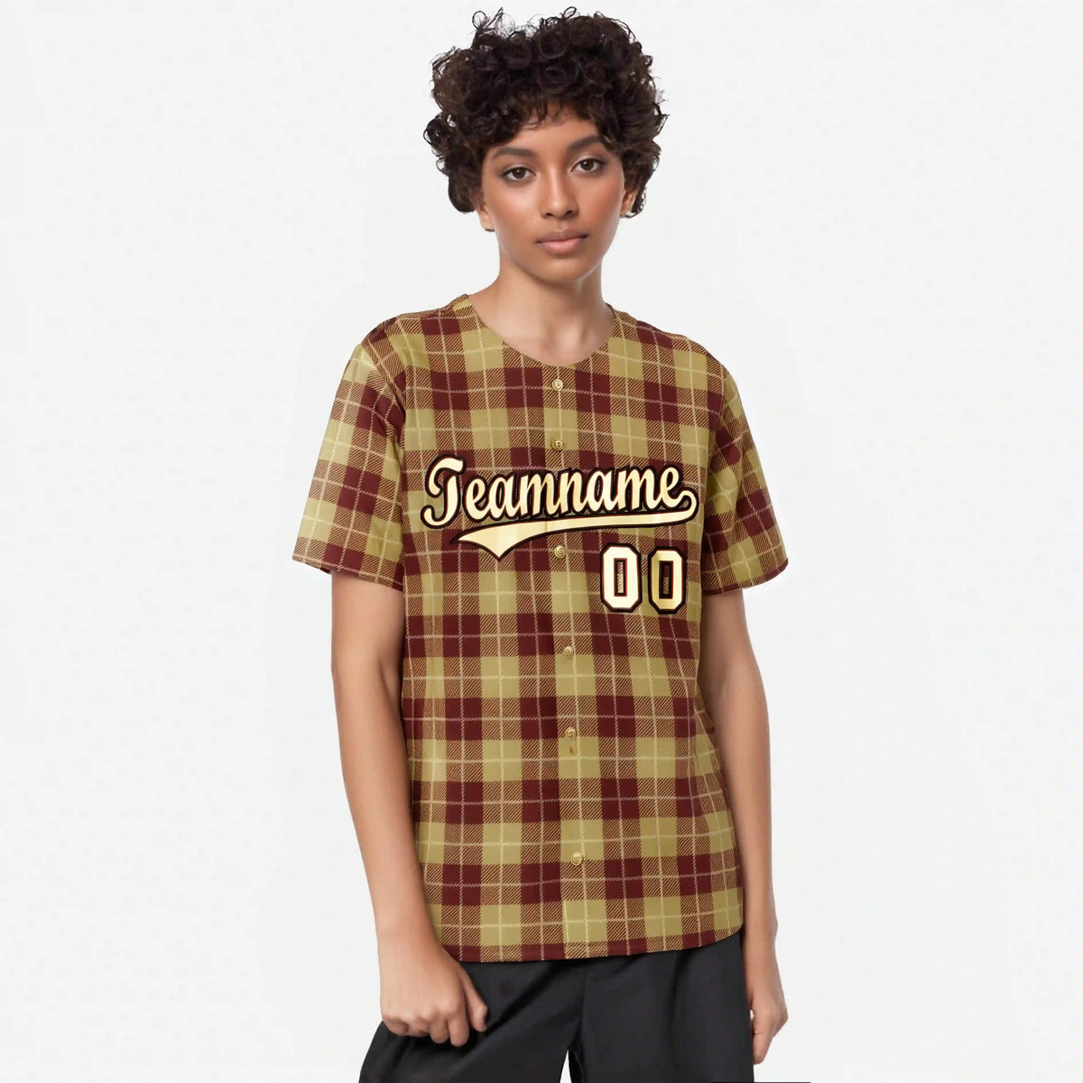 Custom Yellow Crimson Personalized Plaid Design Authentic Baseball Jersey