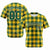 Custom Yellow Green Personalized Plaid Design Authentic Baseball Jersey