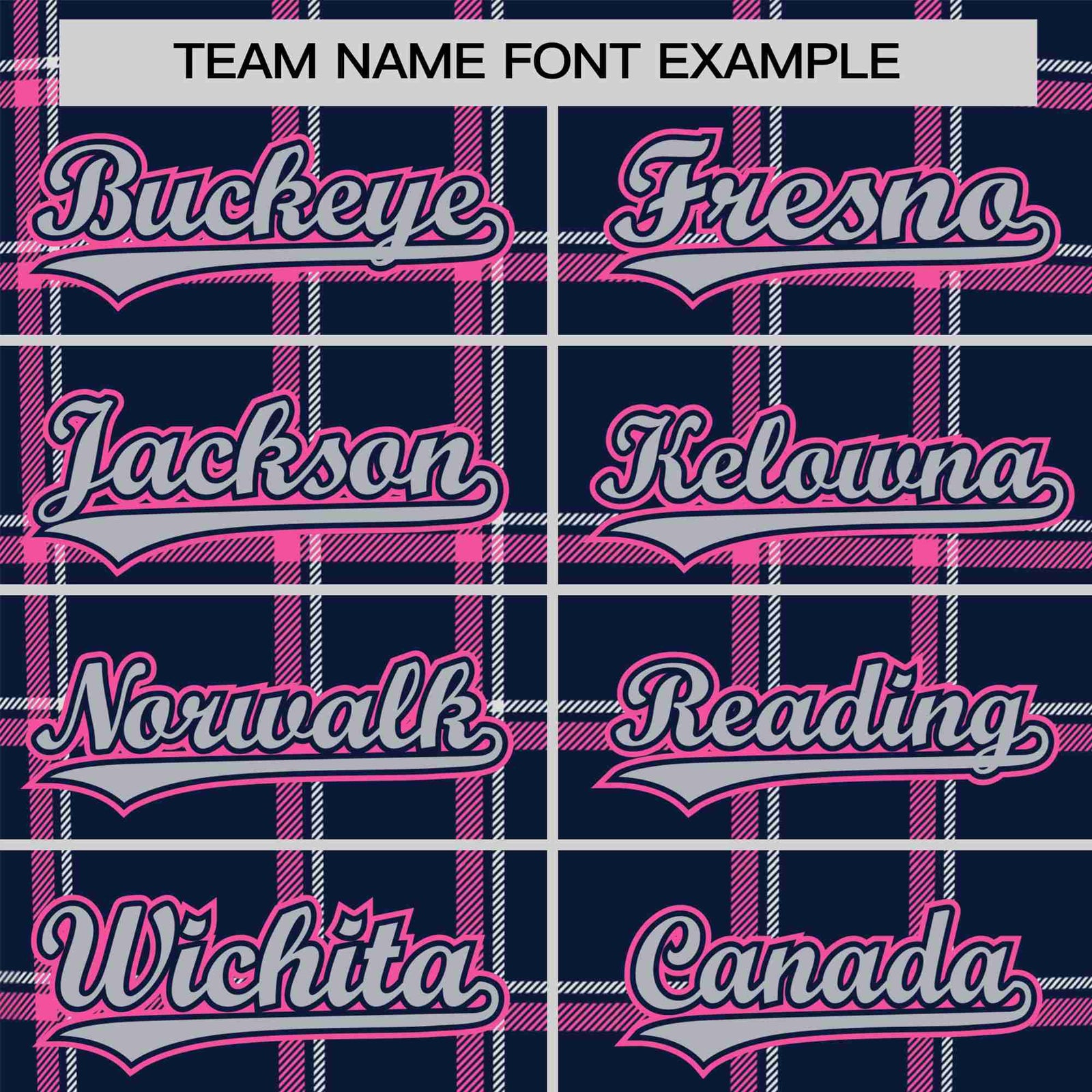 Custom Navy Pink Personalized Plaid Design Authentic Baseball Jersey