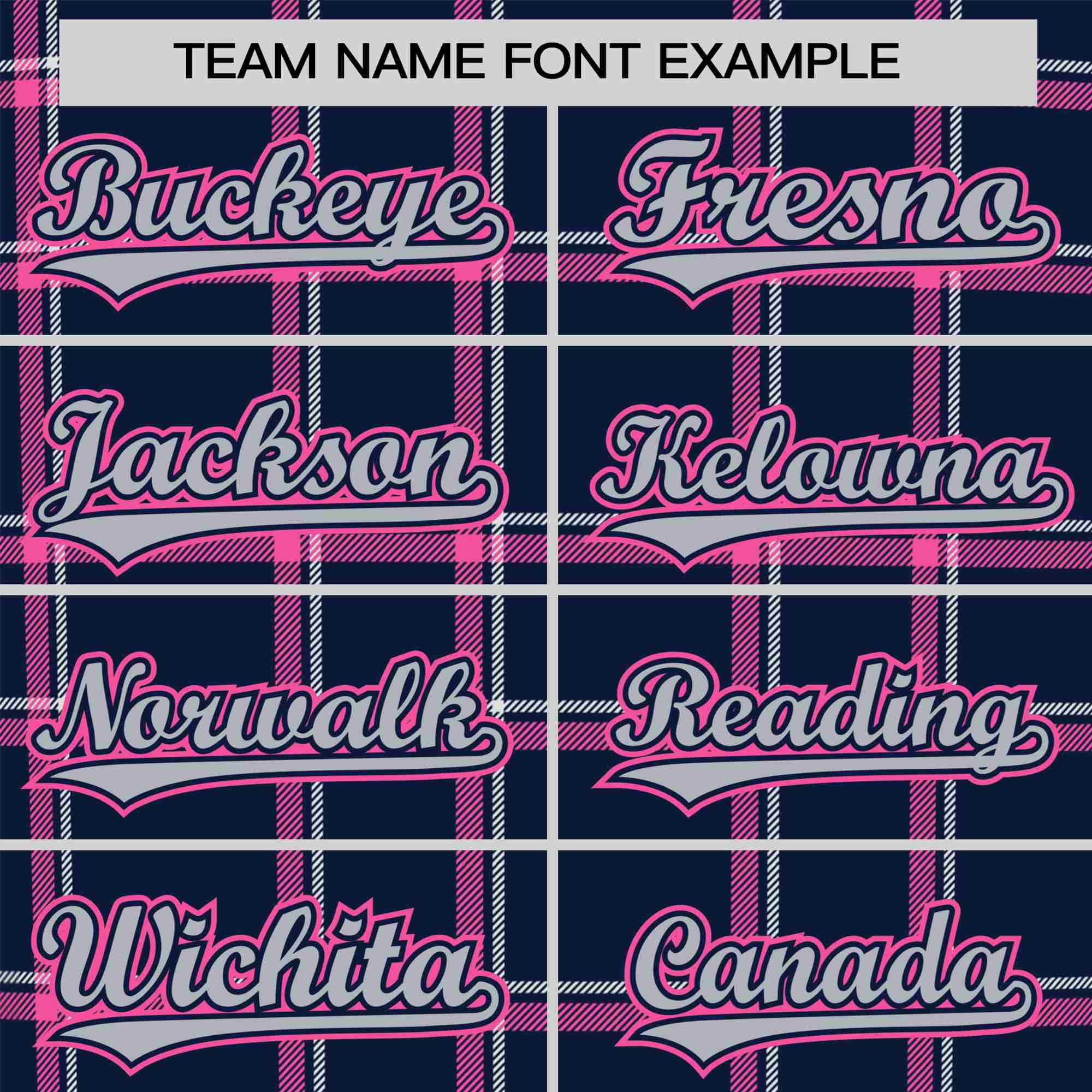 Custom Navy Pink Personalized Plaid Design Authentic Baseball Jersey