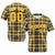 Custom Yellow Dark Gray Personalized Plaid Design Authentic Baseball Jersey