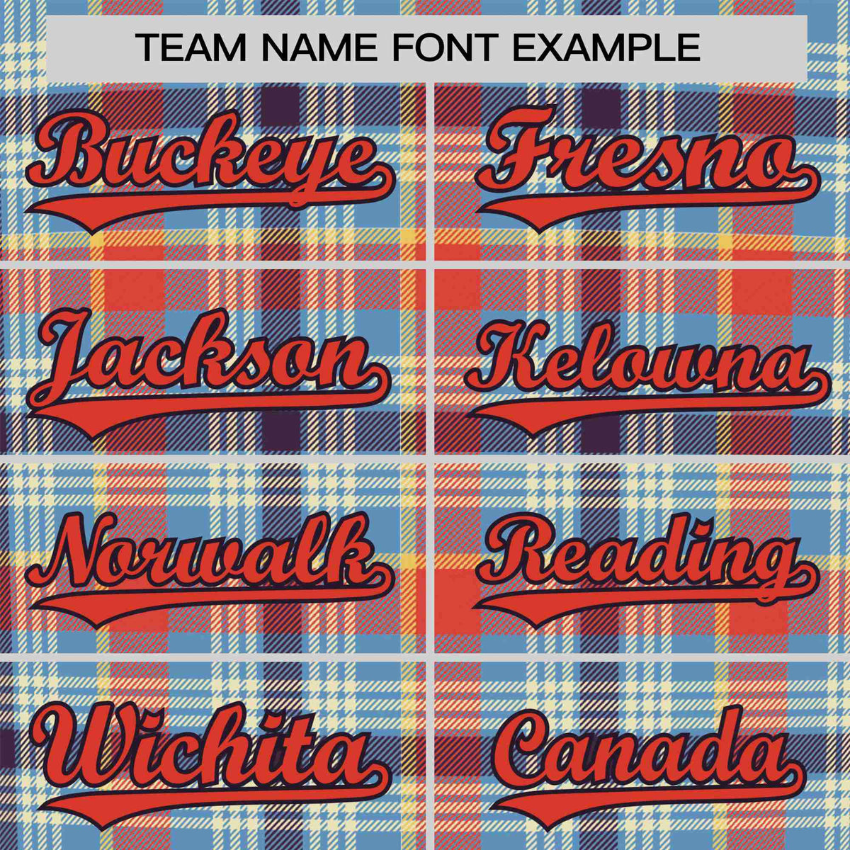 Custom Light Blue Orange Personalized Plaid Design Authentic Baseball Jersey