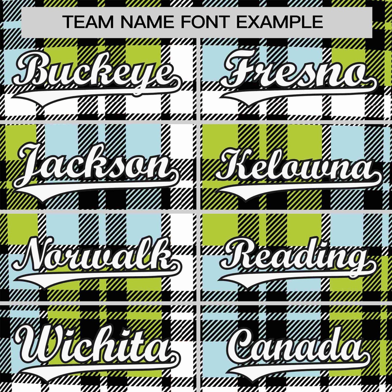 Custom Neon Green Light Blue Personalized Plaid Design Authentic Baseball Jersey