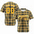 Custom Yellow Dark Gray Personalized Plaid Design Authentic Baseball Jersey